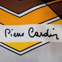 他の写真1: "pierre cardin ピエールカルダン" ブラウン系 ジグザグ柄 シルク スカーフ 79cm×79cm[20087]