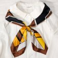 画像6: "pierre cardin ピエールカルダン" ブラウン系 ジグザグ柄 シルク スカーフ 79cm×79cm[20087]