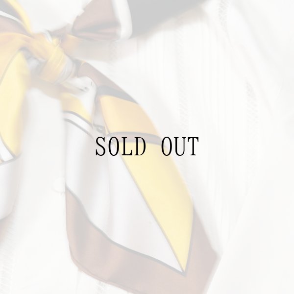 画像7: "pierre cardin ピエールカルダン" ブラウン系 ジグザグ柄 シルク スカーフ 79cm×79cm[20087]