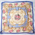 画像1: "Pierre Balmain ピエールバルマン" ライトブルー系 花柄 シルク スカーフ 88cm×88cm[20084] (1)