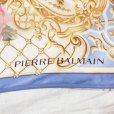 画像3: "Pierre Balmain ピエールバルマン" ライトブルー系 花柄 シルク スカーフ 88cm×88cm[20084]