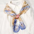 画像6: "Pierre Balmain ピエールバルマン" ライトブルー系 花柄 シルク スカーフ 88cm×88cm[20084]