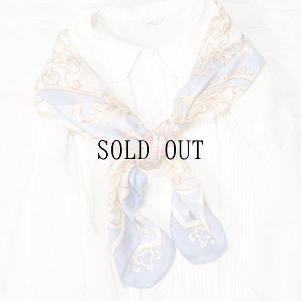 画像6: "Pierre Balmain ピエールバルマン" ライトブルー系 花柄 シルク スカーフ 88cm×88cm[20084]