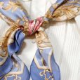 画像7: "Pierre Balmain ピエールバルマン" ライトブルー系 花柄 シルク スカーフ 88cm×88cm[20084]