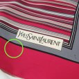 画像4: "Yves Saint Laurent イヴサンローラン" 赤系 ストライプ柄 シルク スカーフ 78cm×78cm[20083]