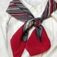 画像8: "Yves Saint Laurent イヴサンローラン" 赤系 ストライプ柄 シルク スカーフ 78cm×78cm[20083]