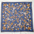画像1: "レリアン" ブルー系 エスニック花柄 コットン スカーフ 86cm×86cm[20082] (1)
