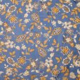画像2: "レリアン" ブルー系 エスニック花柄 コットン スカーフ 86cm×86cm[20082] (2)