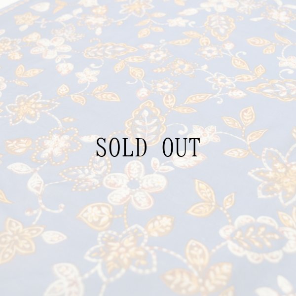 画像4: "レリアン" ブルー系 エスニック花柄 コットン スカーフ 86cm×86cm[20082]