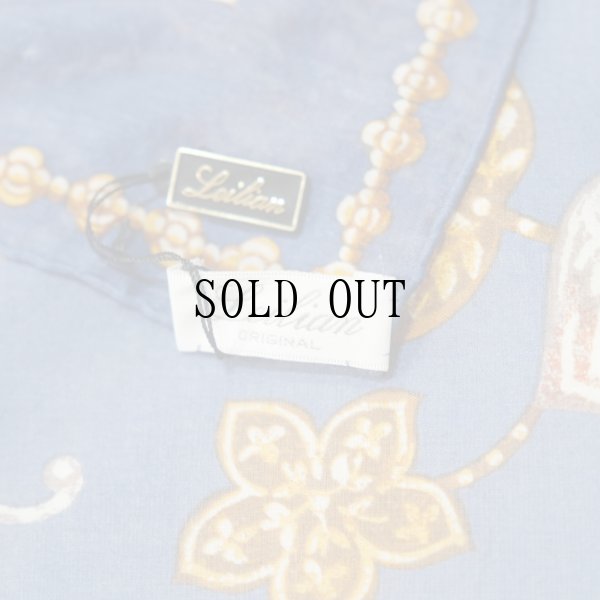 画像5: "レリアン" ブルー系 エスニック花柄 コットン スカーフ 86cm×86cm[20082]