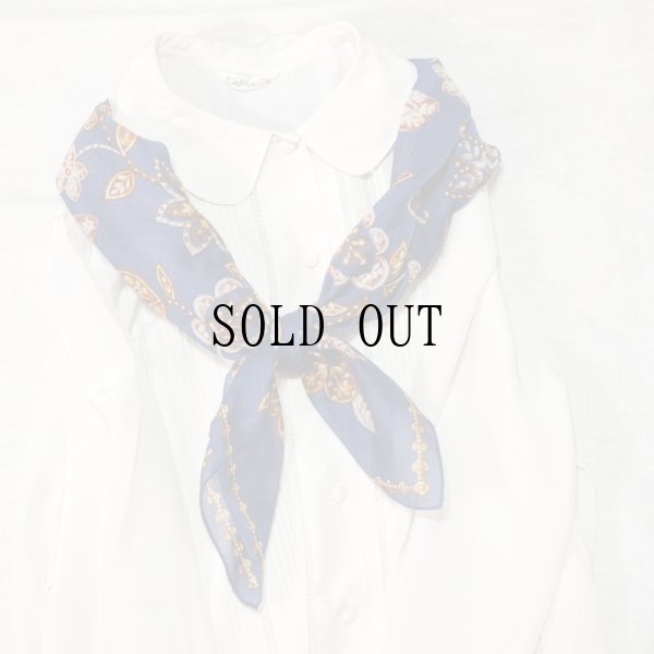 画像7: "レリアン" ブルー系 エスニック花柄 コットン スカーフ 86cm×86cm[20082]