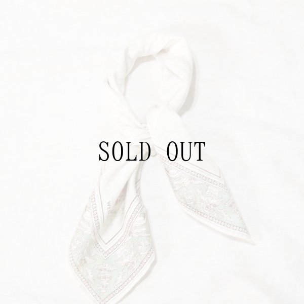 画像7: "WEDGWOOD ウエッジウッド" ミントグリーン系 花柄 シルク スカーフ 57cm×57cm[20093]