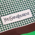 画像2: "Yves Saint Laurent イヴサンローラン" ブラウン グリーン系 ドット風柄 シルク スカーフ 76cm×76cm[20097] (2)