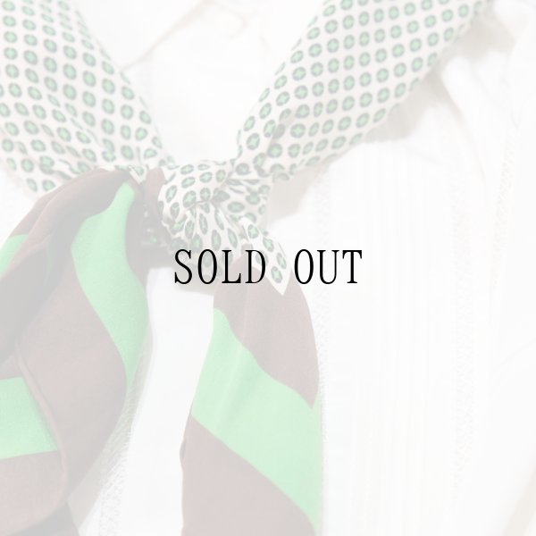 画像6: "Yves Saint Laurent イヴサンローラン" ブラウン グリーン系 ドット風柄 シルク スカーフ 76cm×76cm[20097]