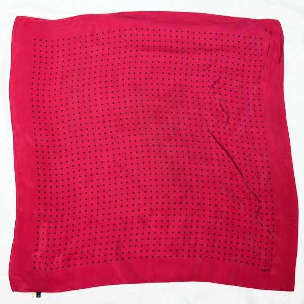 画像1: "ROPE" ワインレッド系 ドット シルク スカーフ 87cm×87cm[20089]