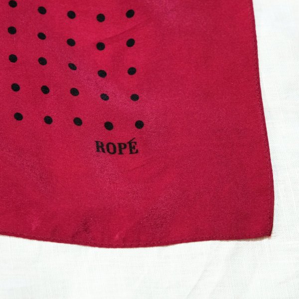 画像2: "ROPE" ワインレッド系 ドット シルク スカーフ 87cm×87cm[20089]