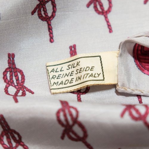 他の写真1: "jun ashida ジュンアシダ" グレー系 ロープ柄 シルク スカーフ 58cm×58cm[20091]