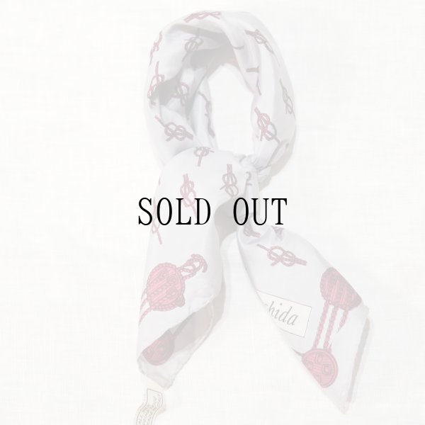 画像6: "jun ashida ジュンアシダ" グレー系 ロープ柄 シルク スカーフ 58cm×58cm[20091]