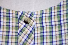 他の写真1: "Tokyo boire" グリーン系 チェック柄 フレンチスリーブ  レトロワンピース ラウンドネック シワ加工[20072]