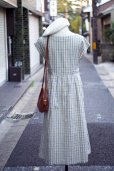 画像4: "Tokyo boire" グリーン系 チェック柄 フレンチスリーブ  レトロワンピース ラウンドネック シワ加工[20072]