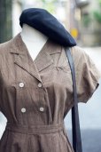 画像6: "lady's blouse" グレンチェック柄 ブラウン  コットン ブラウス&スカート ツーピース セットアップ オープンカラー ダブルボタン[20139]