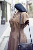 画像8: "lady's blouse" グレンチェック柄 ブラウン  コットン ブラウス&スカート ツーピース セットアップ オープンカラー ダブルボタン[20139]