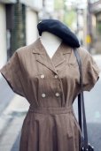 画像5: "lady's blouse" グレンチェック柄 ブラウン  コットン ブラウス&スカート ツーピース セットアップ オープンカラー ダブルボタン[20139]