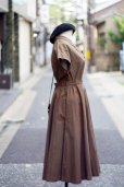 画像3: "lady's blouse" グレンチェック柄 ブラウン  コットン ブラウス&スカート ツーピース セットアップ オープンカラー ダブルボタン[20139]