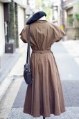 画像4: "lady's blouse" グレンチェック柄 ブラウン  コットン ブラウス&スカート ツーピース セットアップ オープンカラー ダブルボタン[20139]