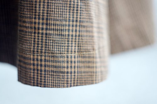 他の写真1: "lady's blouse" グレンチェック柄 ブラウン  コットン ブラウス&スカート ツーピース セットアップ オープンカラー ダブルボタン[20139]