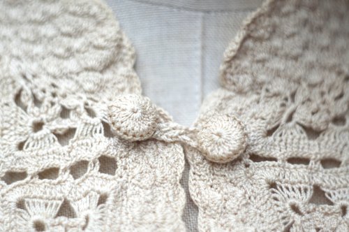 他の写真1: ”精三巧制” ベージュ コットン  サマーニット チャイナ カーディガン 手編み かぎ編み [20134]