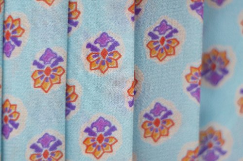 他の写真1: "End balle" エスニック 花柄  ブルー系 フレンチスリーブ レトロワンピース ボウタイカラー[20140]