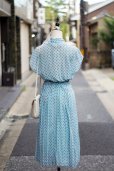 画像3: "End balle" エスニック 花柄  ブルー系 フレンチスリーブ レトロワンピース ボウタイカラー[20140]