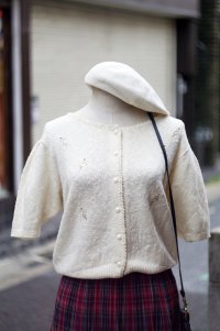 ”CALEANA” アイボリー コットン混ニット カーディガン ビーズ[20135]
