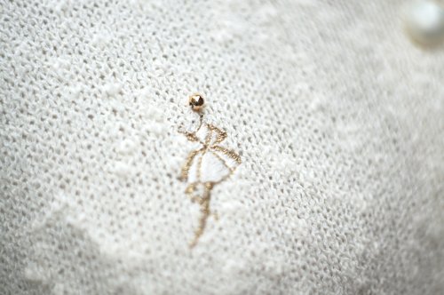 他の写真1: ”CALEANA” アイボリー コットン混ニット カーディガン ビーズ[20135]