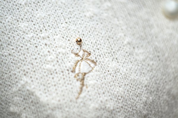 画像3: ”CALEANA” アイボリー コットン混ニット カーディガン ビーズ[20135]