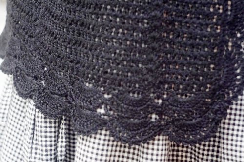 他の写真1: 黒  ニット カーディガン かぎ編み スカラップ[20136]