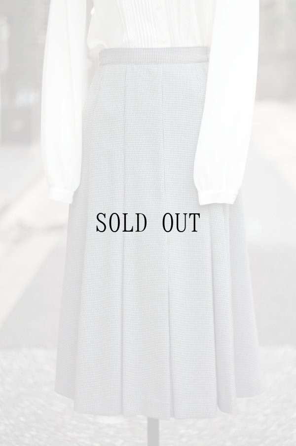 画像2: ハウンドトゥース柄 黒×白 フレア スカート w/72cm[20045]