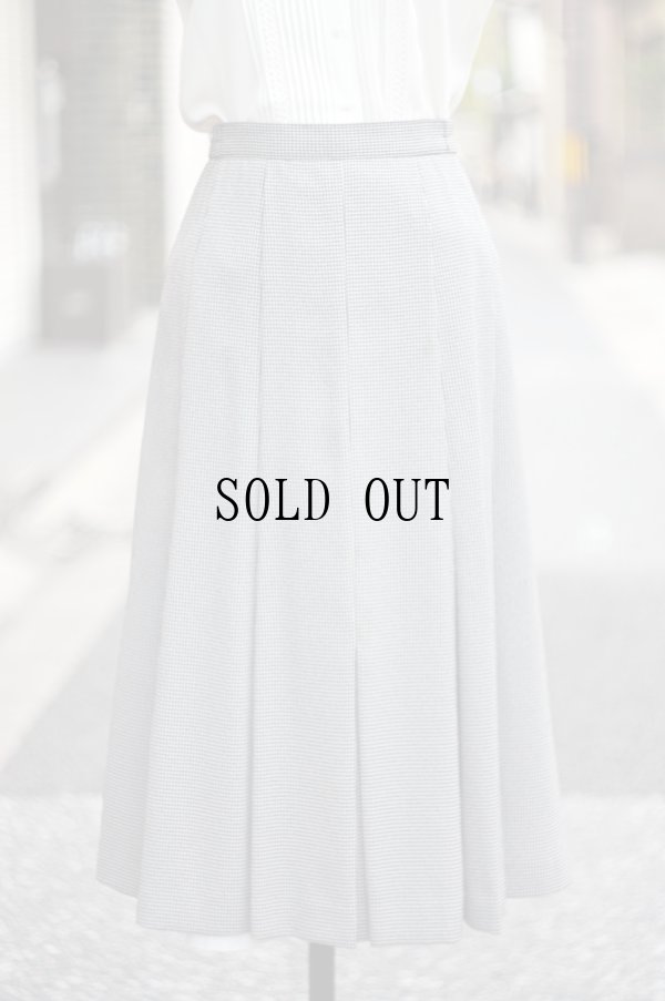 画像1: ハウンドトゥース柄 黒×白 フレア スカート w/72cm[20045]