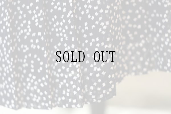 画像9: ネイビー×白 花柄×ストライプ  半袖 レトロワンピース レギュラーカラー ウエストゴム[20149]