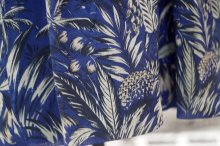 他の写真1: 花柄 ネイビー系 半袖 レトロワンピース オープンカラー ウエストゴム[20144]