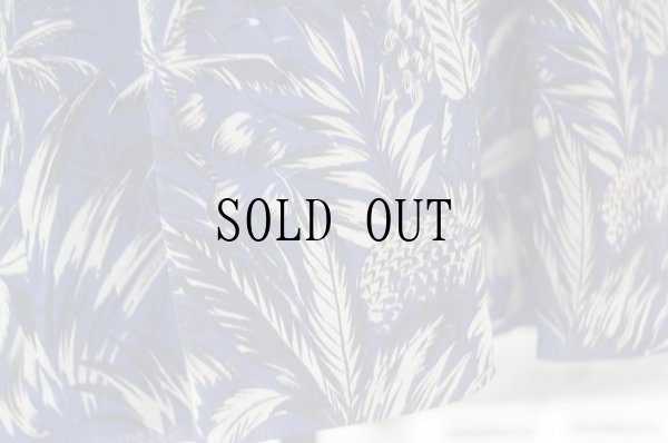 画像7: 花柄 ネイビー系 半袖 レトロワンピース オープンカラー ウエストゴム[20144]