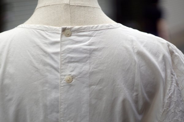 画像6: "P2" 白 半袖 コットンブラウス ノーカラー カッティングレース[20183]