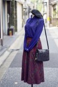 画像8: "New Look" 無地 ネイビー 長袖 ブラウス フリルスタンドカラー フリル[20184]