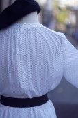 画像6: ”LA LULUD” 白×ネイビー ドット柄 半袖 レトロワンピース ノーカラー ウエストゴム[20150]