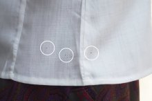 他の写真1: 無地 白 半袖 ブラウス ノーカラー 刺繍 [17303]