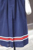 画像12: ”Vingt miel” 無地 ネイビー 半袖 レトロワンピース レギュラーカラー ボーダーライン ウエストゴム[20201]
