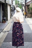 画像4: ネイビー 花柄  コットン レーヨン スカート フレア w66cm[20200] (4)