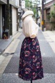 画像5: ネイビー 花柄  コットン レーヨン スカート フレア w66cm[20200] (5)