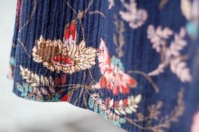 他の写真1: ネイビー 花柄  コットン レーヨン スカート フレア w66cm[20200]